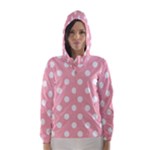 Polka Dots - White on Light Pink Hooded Wind Breaker (Women)