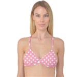 Polka Dots - White on Light Pink Reversible Tri Bikini Top
