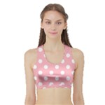Polka Dots - White on Light Pink Women s Sports Bra with Border