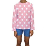 Polka Dots - White on Light Pink Kid s Long Sleeve Swimwear