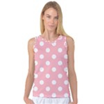 Polka Dots - White on Light Pink Women s Basketball Tank Top