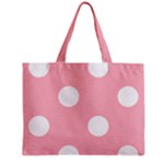 Polka Dots - White on Light Pink Zipper Mini Tote Bag