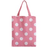 Polka Dots - White on Light Pink Zipper Classic Tote Bag
