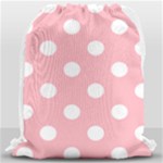 Polka Dots - White on Light Pink Drawstring Bag (Large)