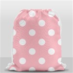 Polka Dots - White on Light Pink Drawstring Bag (Small)