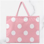 Polka Dots - White on Light Pink Zipper Large Tote Bag