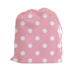Polka Dots - White on Light Pink Drawstring Pouch (XXl)