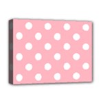 Polka Dots - White on Light Pink Deluxe Canvas 16  x 12  (Stretched)