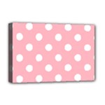 Polka Dots - White on Light Pink Deluxe Canvas 18  x 12  (Stretched)