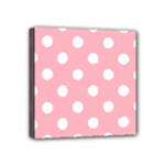Polka Dots - White on Light Pink Mini Canvas 4  x 4  (Stretched)