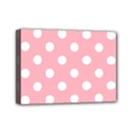 Polka Dots - White on Light Pink Mini Canvas 7  x 5  (Stretched)