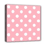 Polka Dots - White on Light Pink Mini Canvas 8  x 8  (Stretched)