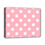 Polka Dots - White on Light Pink Canvas 10  x 8  (Stretched)