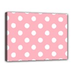 Polka Dots - White on Light Pink Canvas 16  x 12  (Stretched)