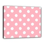 Polka Dots - White on Light Pink Canvas 20  x 16  (Stretched)