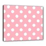 Polka Dots - White on Light Pink Canvas 24  x 20  (Stretched)