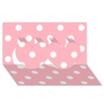 Polka Dots - White on Light Pink Twin Hearts 3D Greeting Card (8x4)
