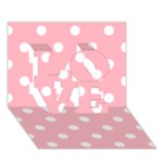 Polka Dots - White on Light Pink LOVE 3D Greeting Card (7x5)