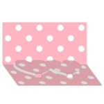 Polka Dots - White on Light Pink Twin Heart Bottom 3D Greeting Card (8x4)