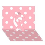 Polka Dots - White on Light Pink Ribbon 3D Greeting Card (7x5)