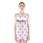Polka Dots - Light Pink on White Women s Cutout Shoulder Dress