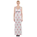 Polka Dots - Light Pink on White Maxi Thigh Split Dress