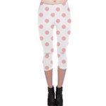 Polka Dots - Light Pink on White Capri Leggings