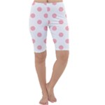 Polka Dots - Light Pink on White Cropped Leggings
