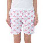 Polka Dots - Light Pink on White Women s Basketball Shorts