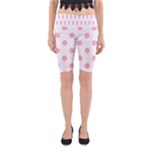 Polka Dots - Light Pink on White Yoga Cropped Leggings