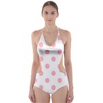Polka Dots - Light Pink on White Cut-Out One Piece Swimsuit