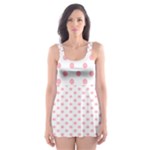 Polka Dots - Light Pink on White Skater Dress Swimsuit