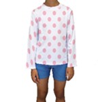 Polka Dots - Light Pink on White Kid s Long Sleeve Swimwear
