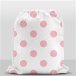 Polka Dots - Light Pink on White Drawstring Bag (Small)