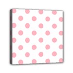 Polka Dots - Light Pink on White Mini Canvas 6  x 6  (Stretched)