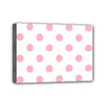 Polka Dots - Light Pink on White Mini Canvas 7  x 5  (Stretched)