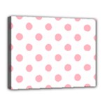 Polka Dots - Light Pink on White Canvas 14  x 11  (Stretched)