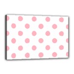 Polka Dots - Light Pink on White Canvas 18  x 12  (Stretched)