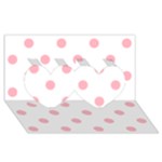 Polka Dots - Light Pink on White Twin Hearts 3D Greeting Card (8x4)