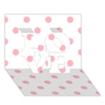 Polka Dots - Light Pink on White LOVE 3D Greeting Card (7x5)