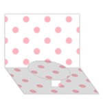 Polka Dots - Light Pink on White Circle Bottom 3D Greeting Card (7x5)