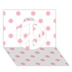 Polka Dots - Light Pink on White Peace Sign 3D Greeting Card (7x5)