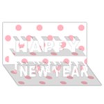 Polka Dots - Light Pink on White Happy New Year 3D Greeting Card (8x4)