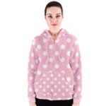 Polka Dots - White on Pink Women s Zipper Hoodie