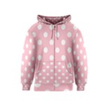Polka Dots - White on Pink Kid s Zipper Hoodie