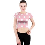 Polka Dots - White on Pink Crew Neck Crop Top