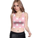 Polka Dots - White on Pink Racer Back Crop Top
