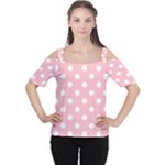 Polka Dots - White on Pink Women s Cutout Shoulder Tee