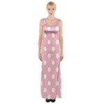 Polka Dots - White on Pink Maxi Thigh Split Dress
