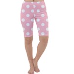 Polka Dots - White on Pink Cropped Leggings